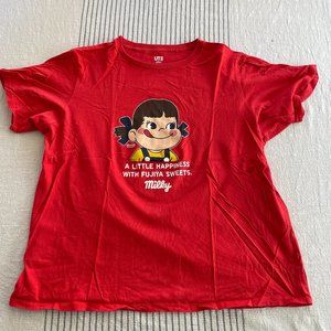 UNIQLO PEKO CHAN MILKY RED TEE-SHIRT WOMEN XL